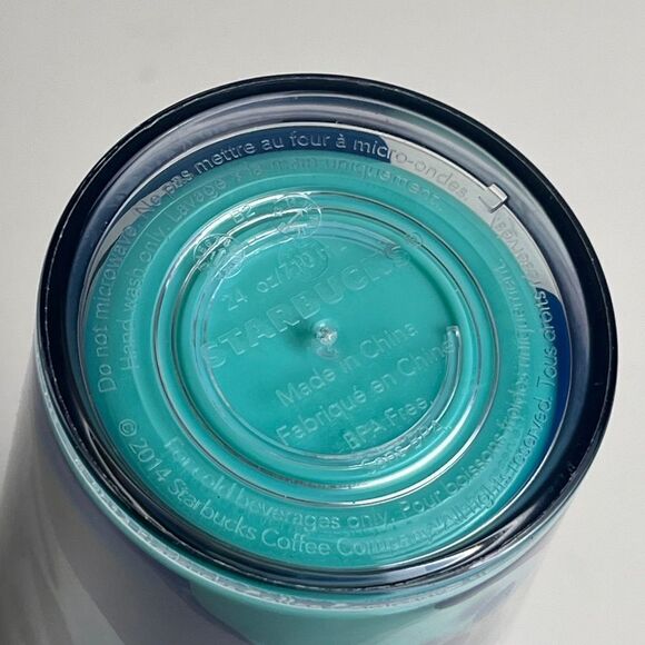 Starbucks Rare Venti Blue Aqua Pattern Tumbler Acrylic Cold Cup No Straw 24oz - Picture 2 of 6